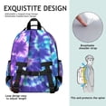 thumbnail image 5 of Purple Blue Tie Dye Pattern Backpack for School,Cute School Bag,Schoolbag with Adjustable Shoulder Straps & Padded Back,15.25"x11.5"x5.25", 5 of 5