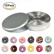 Ashata 12 Pcs Stainless steel Round Cookie Biscuit Cutter Baking Metal Ring Molds for Dough Fondant Do,stainless steel cookie cutters molds