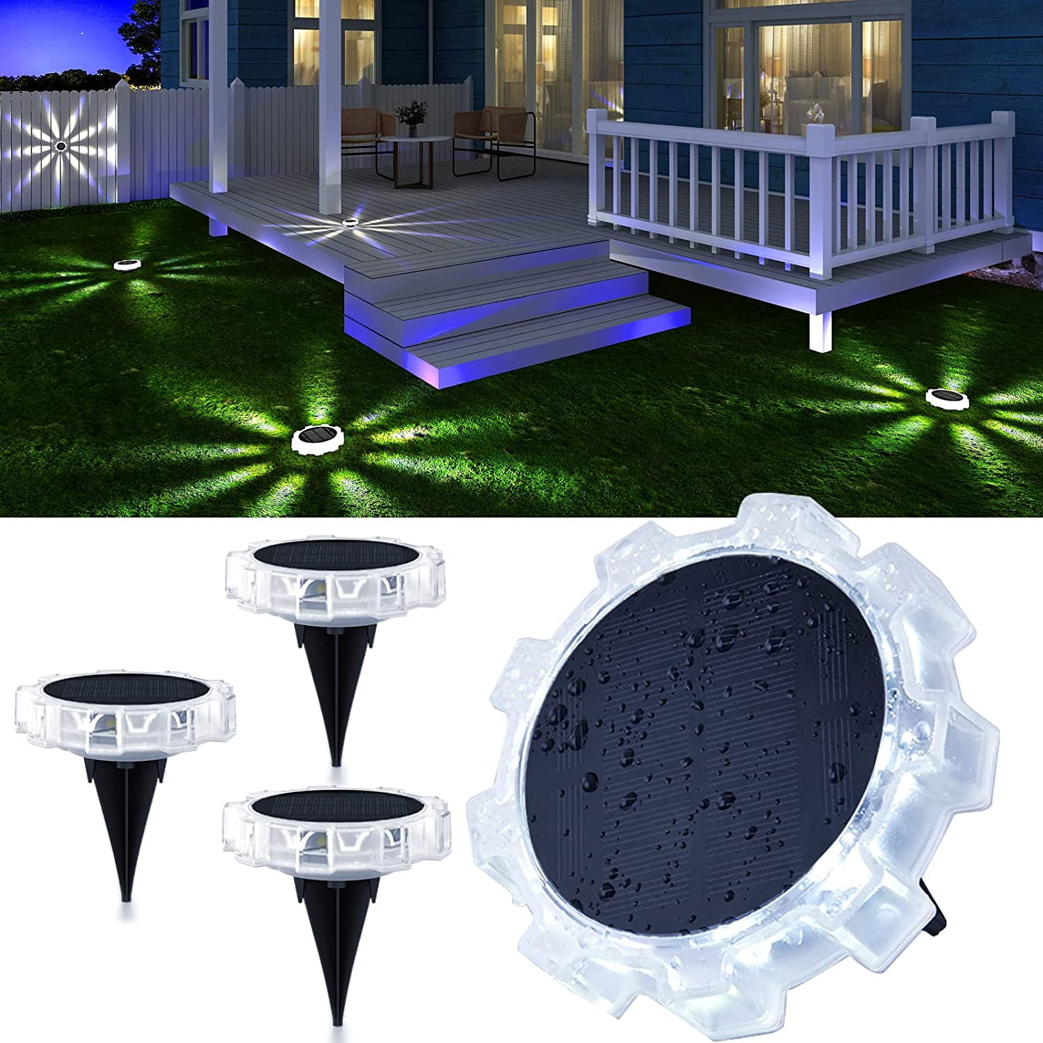 ROSHWEY Solar Lights Outdoor, Upgraded Bright Solar Pathway Lights ...