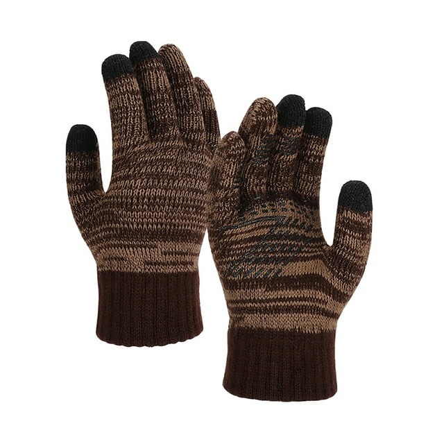 HAming Winter Knit Gloves for Women Touch Screen Color Block Cold Weather Winter Thermal Warm Glove