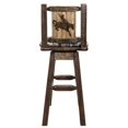 thumbnail image 2 of Homestead Collection Counter Height Barstool w/ Back & Swivel, Woodland Upholstery w/ Laser Engraved Elk Design, 2 of 5