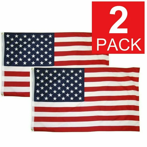 2 Pack 3X5 American Flag Usa United States U.S Stripes Stars Flag