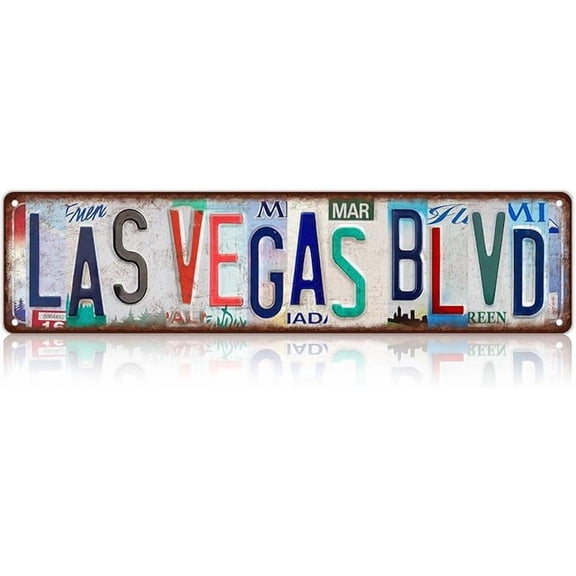 Vintage Las Vegas Blvd Metal Tin Signs Street Signs Wall Decor 16 x 4 Inches