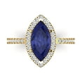 thumbnail image 2 of 2.38ct marquise cut blue tanzanite 14k yellow gold halo Bridal Wedding Engagement Promise Anniversary Ring for Women size 7.25, 2 of 7