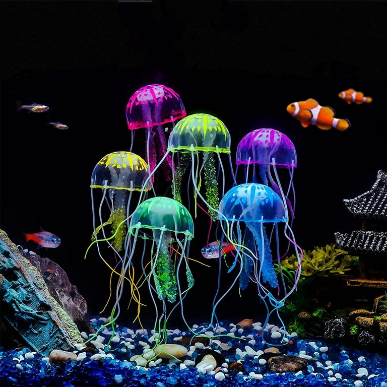 6PCs Multi-color Jellyfish Aquarium Decorations Glowing Glowing