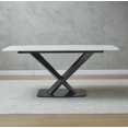 thumbnail image 5 of Montary 63 inch Engineered Stone Kitchen Dining Table Set,Carrara White Top with Black Solid Carbon Steel Base, 5 of 10
