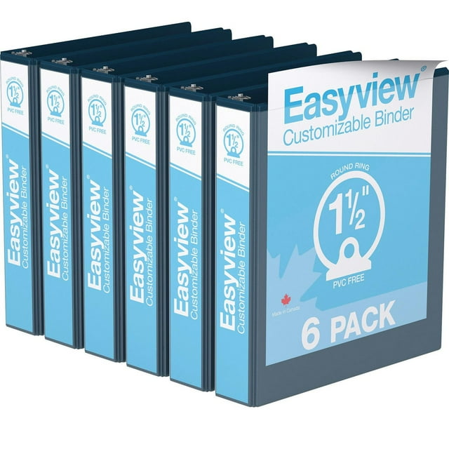 Davis Group, Easyview Premium, Round Ring, Customizable, View Binder, 6 Pack, 1.5"
