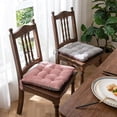 thumbnail image 3 of Nvzi Geometric Pattern Soft Square Chair Pad with Ties Gradient Pom Pom Chair Cushion Garden Patio Home Kitchen Office Seat Cushion (Pink,16"x16"), 3 of 5