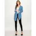 thumbnail image 5 of Made by Johnny Women's Drape Front Open Cardigan Long Sleeve Irregular Hem S-5XL Plus Size XXXXL DENIM, 5 of 6
