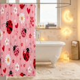 thumbnail image 3 of Erosebridal Retro Ladybug Shower Curtain 72Wx72L,Cartoon Daisy Floral Bathroom Curtain,Pink White, 3 of 5