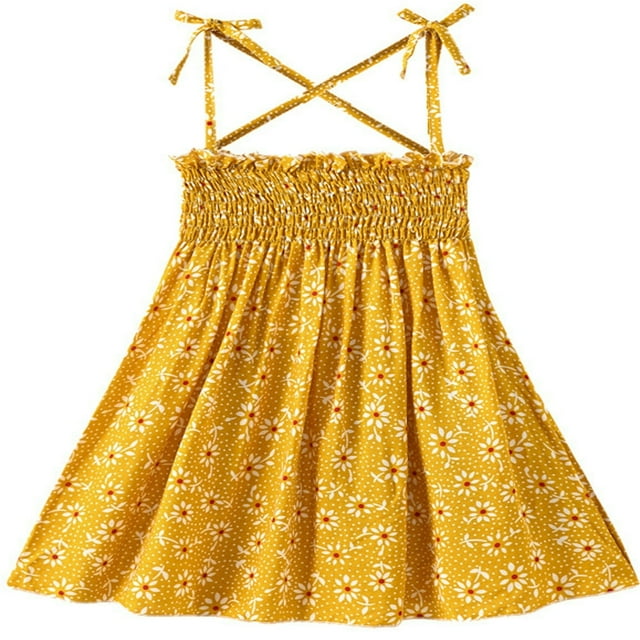 Robe Décontractée à Volants à Bretelles Florale d'Été pour Bébé Fille