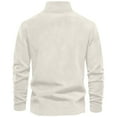 thumbnail image 3 of LNZGNM Men's Quarter Zip Pullover Mock Neck Long Sleeve 1/4 Zip Pullover Mens Casual White Zip Up Hoodie Midweight Winter Fleece Mens Hoodie, White M, 3 of 3