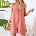thumbnail image 5 of IROINNID On Sale Cotton Jumpsuit Shorts for Women Summer Double Pocket Button Jumpsuit Loose Strap Shorts Solid Color Jumpsuit,Pink, 5 of 8