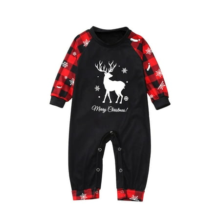

Christmas Pajamas for Family Parent-Child Outfit Winter Fall Matching Plaid Sleeves Pattern Print Festival Pajama Sets