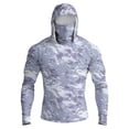 thumbnail image 2 of LTTVQM Long Sleeve Shirts for Men with Face Cover UPF 50+ Sun Protection Camo Hoodie Running Rash Guard Lightweight Shirts Athletic Trendy Tops Gray L, 2 of 10