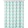 thumbnail image 1 of Polyester Fabric Modern Geometric Herringbone Print Shower Curtain with Reinforced Buttonholes for Master/Guest Bathroom - Machine Washable & Water Resistant - 72" x 72" - Blue-Green/White, 1 of 5