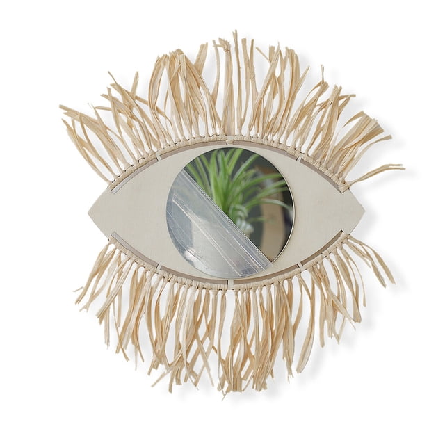 Advancent Espejo de pared con borla para dormitorio de bebé, guardería, estética, decoración colgante tejida, colgante de boda, vacaciones, arte Decoración del hogar Advancent HA059151-00
