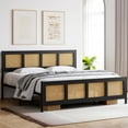thumbnail image 3 of DSstyles King Size Bed Frame with Rattan Headboard and Footboard, Black Rattan Platform Bed Frame, Mattress Foundation, Noise-Free, No Box Spring Needed, Easy Assembly, 3 of 7