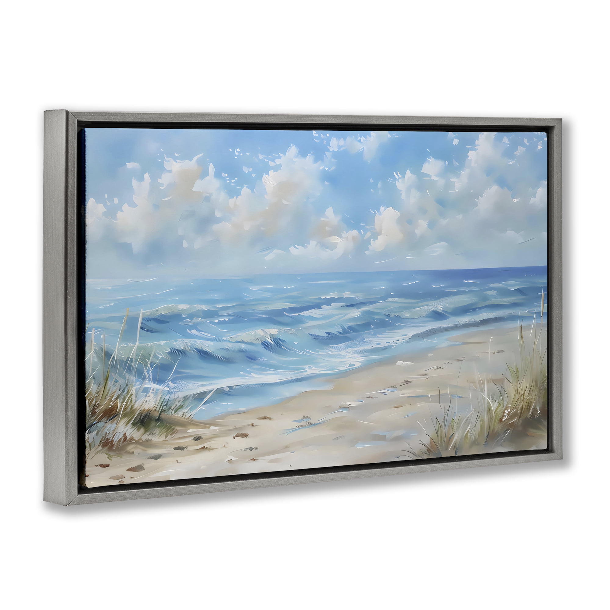 Stupell Industries Coastal Tranquility Horizon Gray Framed Floater Canvas Wall Art, design by Creative Studio