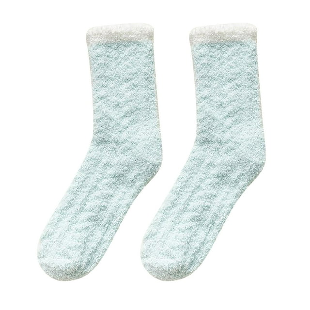 XIAQUJ Fashion Keep Warm Women Fashion Patchwork Ladies Patchwork Thick Socks Socks Light blue One Size