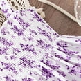 thumbnail image 4 of CYRBOKO Dresses for Girls, A-line Floral Print Drawstring Bow Summer Casual Dresses Purple Size 2-3 T, 4 of 6