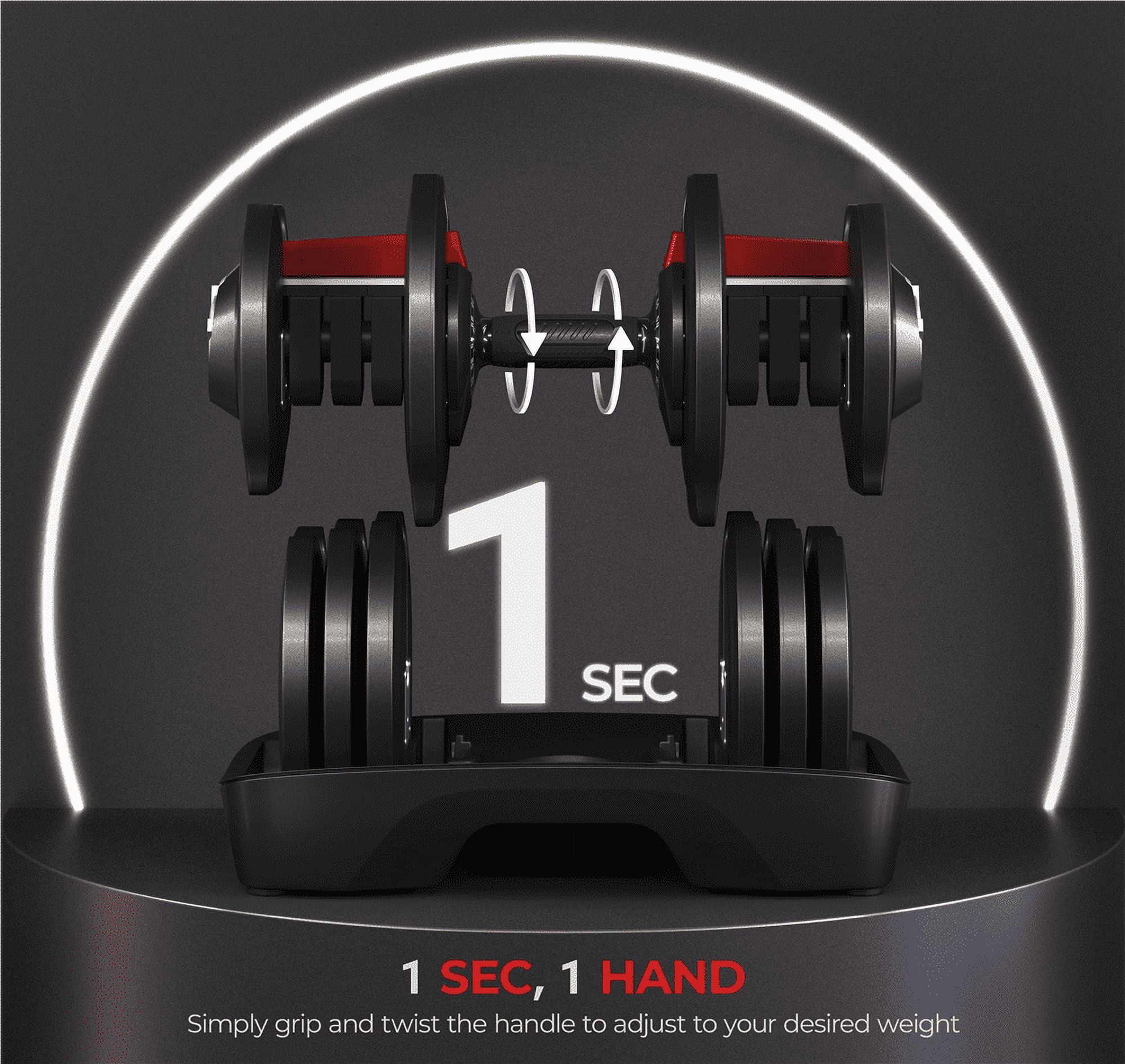 Renwick 4-90Lbs Quick Adjust Dumbbell Set for Home Gym, Set of 2, Black/Red