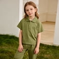 thumbnail image 3 of Odeerbi Chicos Niñas Algodón Golf Camisas Color Sólido Camisas de Manga Corta Uniforme Escolar Con Bolsillo, 3 of 9