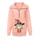 thumbnail image 4 of Moda mujer Casual cuello vuelto manga larga suelta camiseta otoño blusa pulóver Tops Pompotops  FGAJ21587, 4 of 8