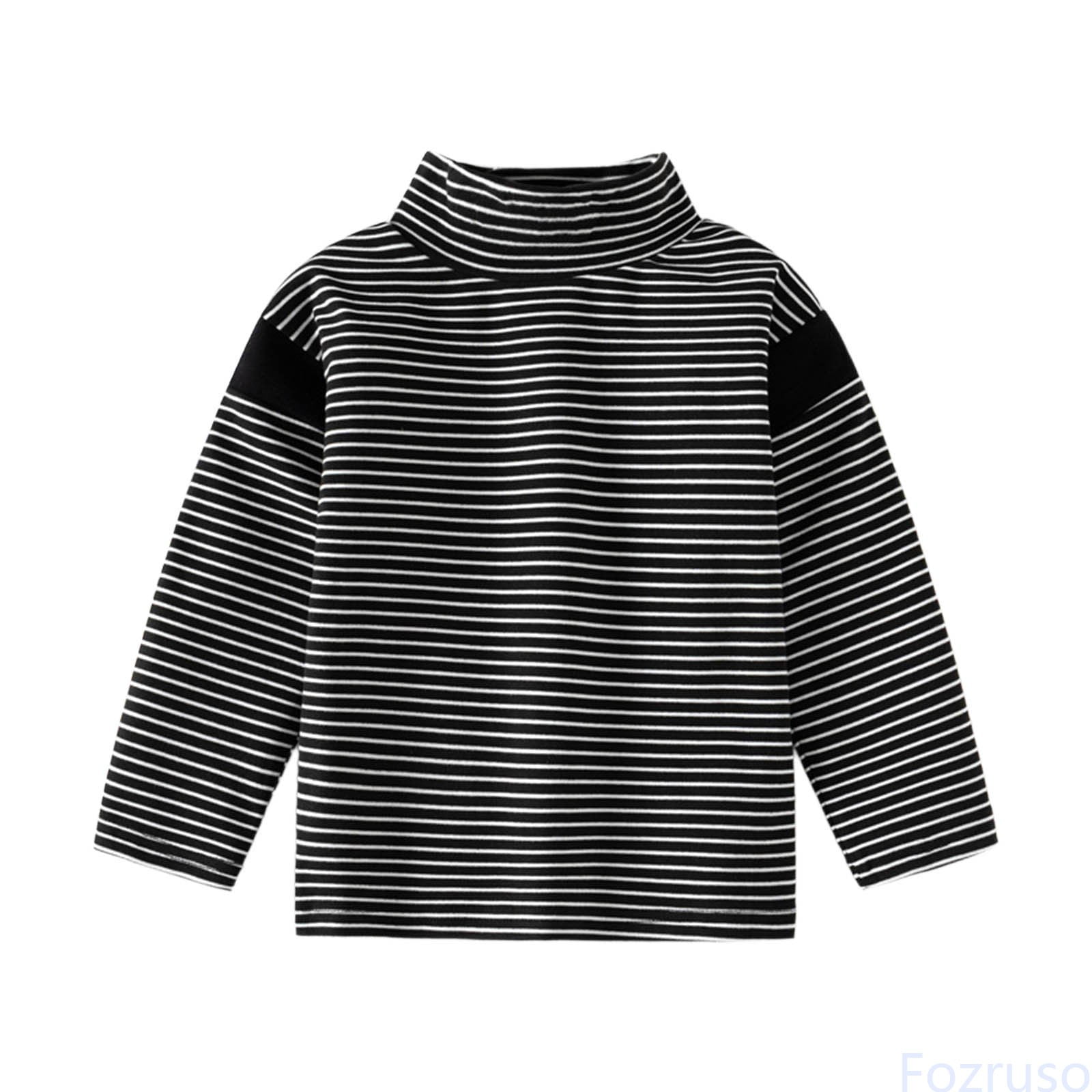 Fozruso Boys Thermal Base Layer Long Sleeve Shirt Winter Warm Striped Shirt Top For Kids Soft Comfortable Tee Shirt Summer Casual T-Shirts Sizes 6-7 Years
