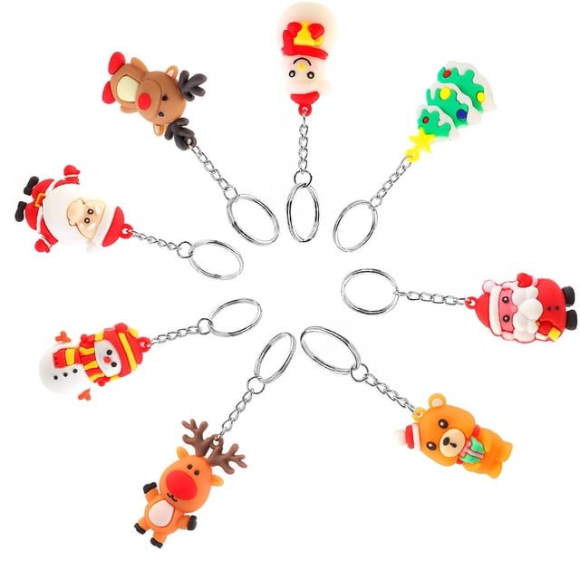 Keychain Christmas Themed Silicone Pendant Key Ring Bag Decorative Christmas keychain Christmas Attachment Alloy Keychain, Type 6