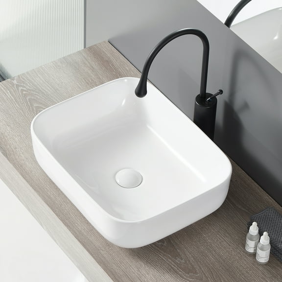 Bothwa Home Modern Bathroom Vessel Sink – Stylish Above-Counter White Porcelain Sink, Durable Ceramic, Easy Top-Mount Installation