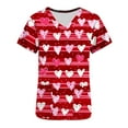 thumbnail image 4 of VKOYWKM Valentine's Scrub Tops for Women Love Heart Print Valentines Day Nurse Uniforms V Neck Short Sleeve Working Tops with Pockets, 4 of 5