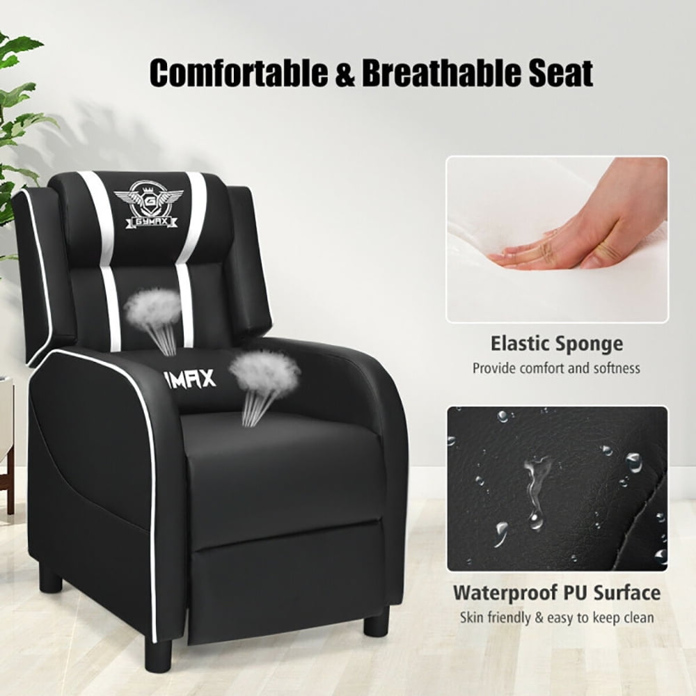 Finihen Massage Recliner Chair, Massage Racing Gaming Single Recliner Chair, for Gaming Room, Home Theater, White Finihen Massage Recliner Chair, Massage Racing Gaming Single Recliner Chair, for Gaming Room, Home Theater, White