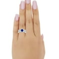 thumbnail image 4 of Halo Three Piece Round Set Blue Sapphire CZ Ring 925 Sterling Silver Size 12, 4 of 4