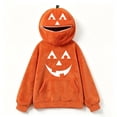 thumbnail image 4 of Halloween Pumpkin Hoodie with Zipper Oversized Fuzzy Plush Jack-o'-Lantern Sweatshirt for Women Yellow M, 4 of 7
