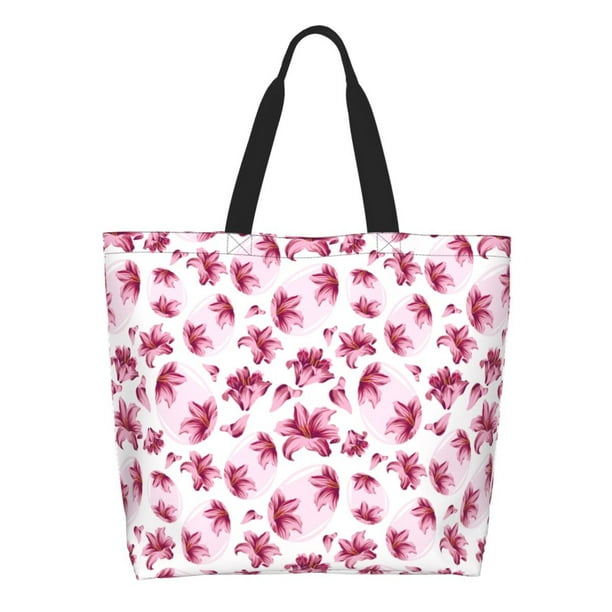 Disketp Lilies Flowers Bolsa Tote Estampada para Mujer, Bolso de Hombro y de Mano para Compras y Viajes