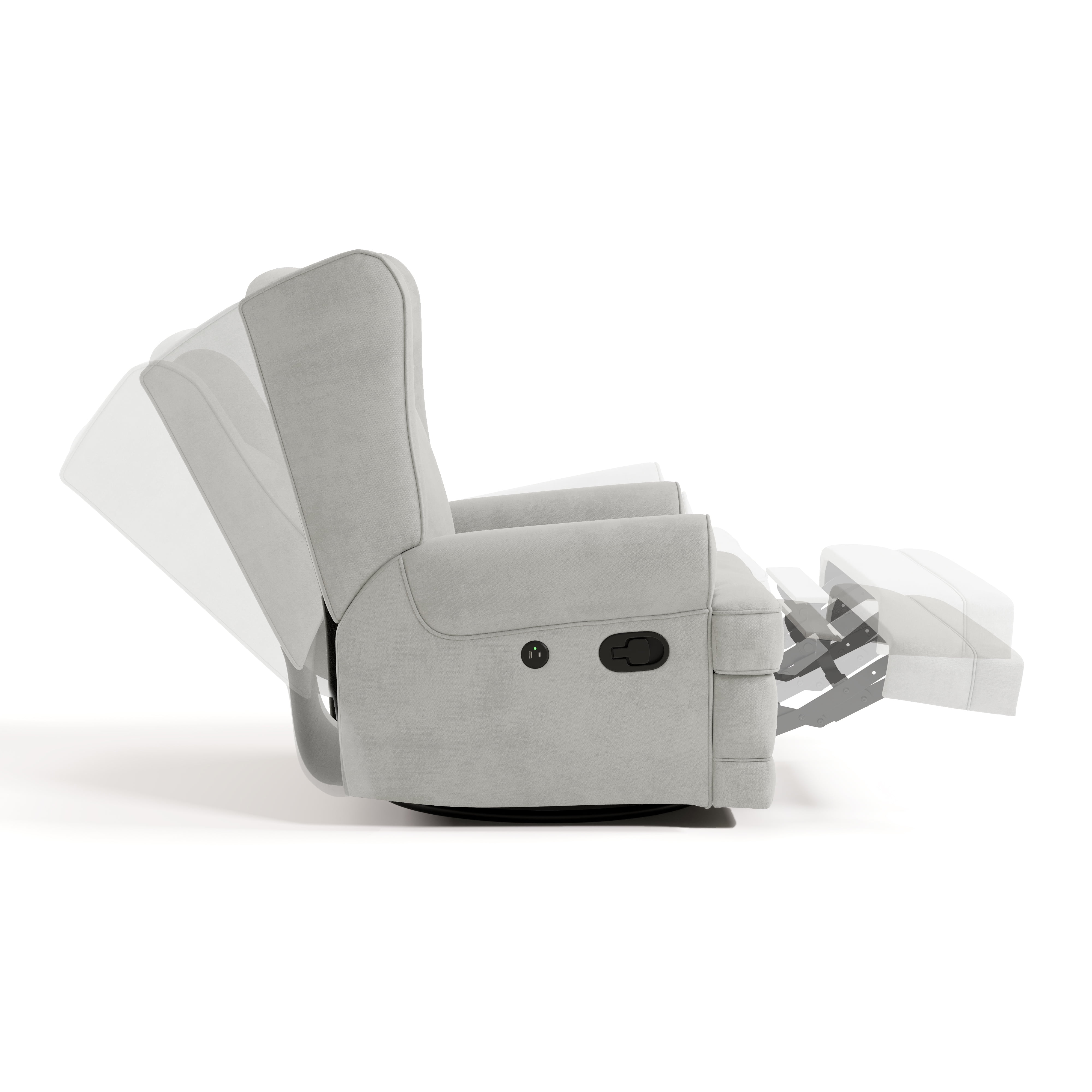 Storkcraft Serenity Wingback Upholstered Recline Glider with USB