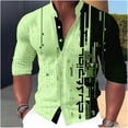 thumbnail image 1 of Camisa para hombre con estampado geométrico, cuello alto, ropa de calle para exteriores, manga larga, color blanco, ropa de diseñador, 1 of 6
