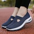 thumbnail image 5 of pwidon Slip On Sneakers for Women, Breathable Knit Air Cushion Wedge Walking Shoes Non Slip Lightweight Casual Mary Jane Shoes for All Day Comfort Blue 40, 5 of 5