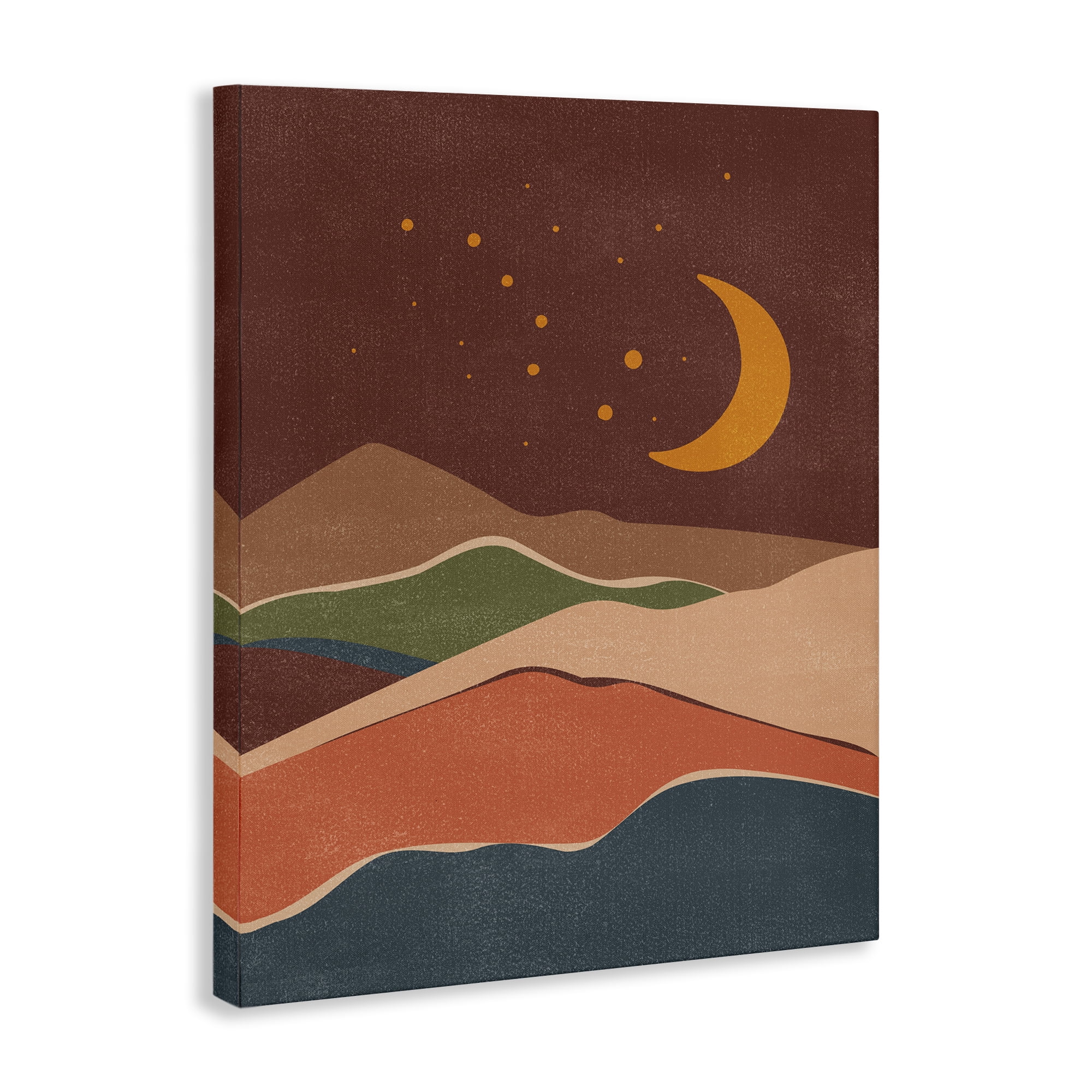 Stupell Industries Earthtone Desert Moon Landscape & Nature Painting Wrapped Canvas Art Print Wall Art, 36 x 48