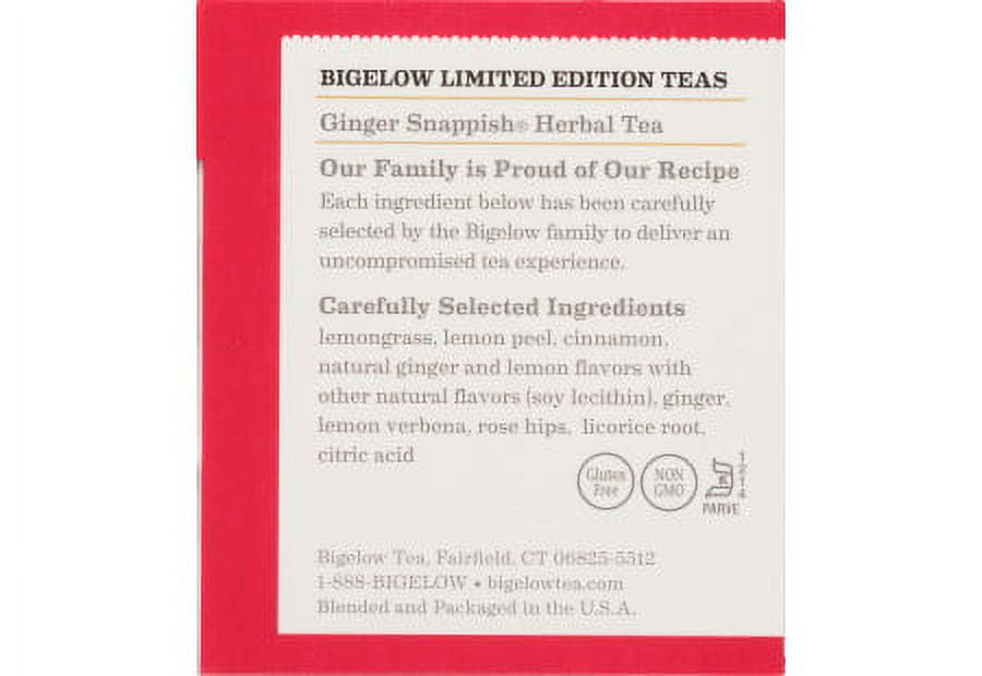 Bigelow Tea Kosher Ginger Snappish Herbal Tea Bags, 108 Ct (6 Boxes of 18)