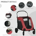 thumbnail image 6 of PawHut Pet Stroller Universal Wheel with Storage Basket Ventilated Oxford Fabric for Medium Size Dogs, Red, 6 of 10