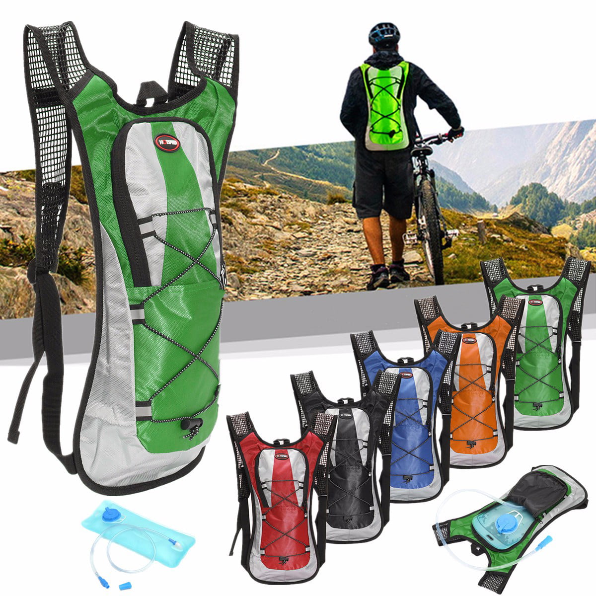 5L Outdoor Cycling Backpack Survival Hydration Pack with 2L Liter Straw ...