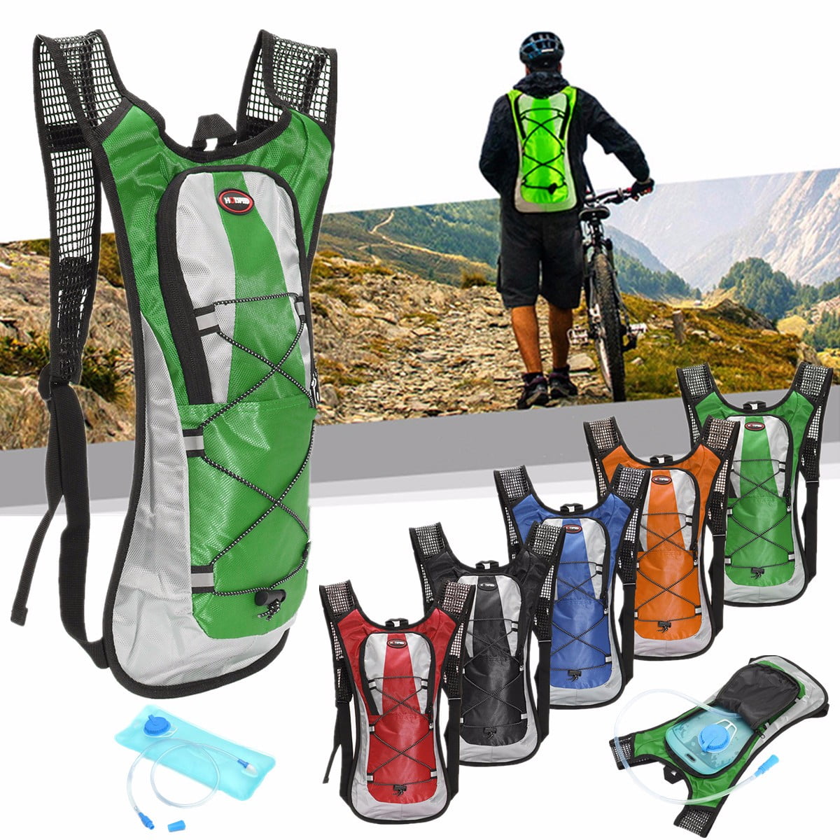 5L Outdoor Cycling Backpack Survival Hydration Pack with 2L Liter Straw