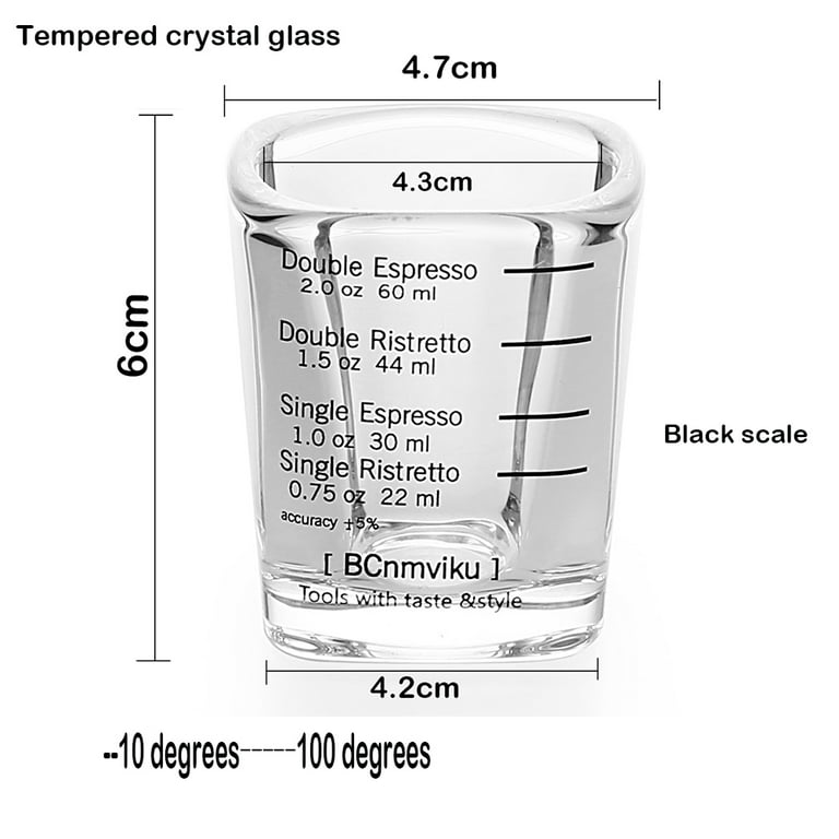 BCnmviku 1 Pack Espresso Shot Glasses Measuring Cup Liquid Heavy Glass for Baristas 2oz for Single Shot of Ristrettos, Clear
