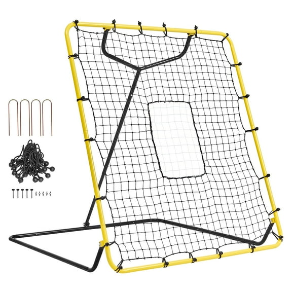 VEVOR Baseball And Softball Rebounder Net, 4 x 4.5 ft. PitchBack Baseball Nest for Pitching and Fielding Training, Pitch Return Trainer Rebound Net with Pitching Target, 4 Adjustable Angles