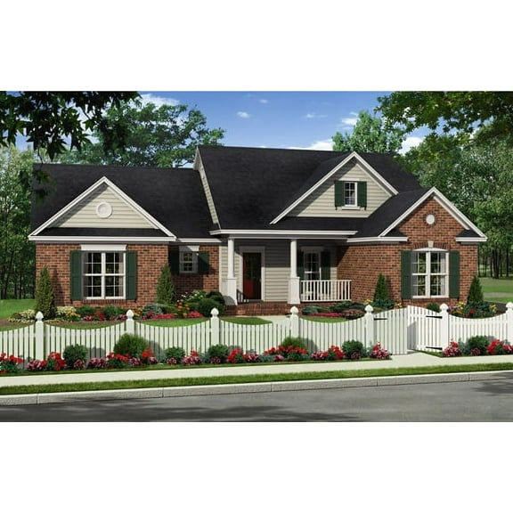 House Plan Gallery - HPG-1354 - 1,354 sq ft - 3 Bedroom - 2 Bath Small House Plans - Single Story Printed Blueprints - Simple to Build (5 Printed Sets)