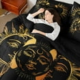 thumbnail image 4 of Manfei Sun Flower 7pcs Bedding Comforter Set,Boho Floral Queen Bedding Sets,Black Gold bohemian Queen Sheet Sets For Boys Teens,Breathable Home Decor Reversible, 4 of 8