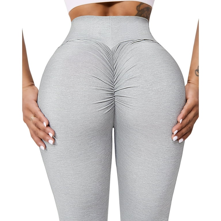 A AGROSTE Seamless Leggings for Women Booty High Waisted Workout Yoga Pants  Amplify Ruched Tights Grey-L 