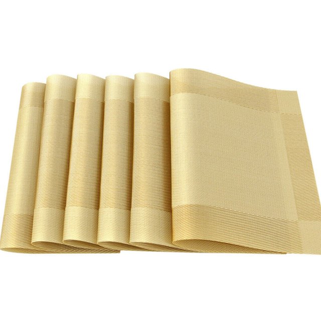 6pcs Manteles individuales para el hogar, restaurante, mesa de comedor, antideslizantes y con aislamiento térmico, oro Inevent HA8028-04B